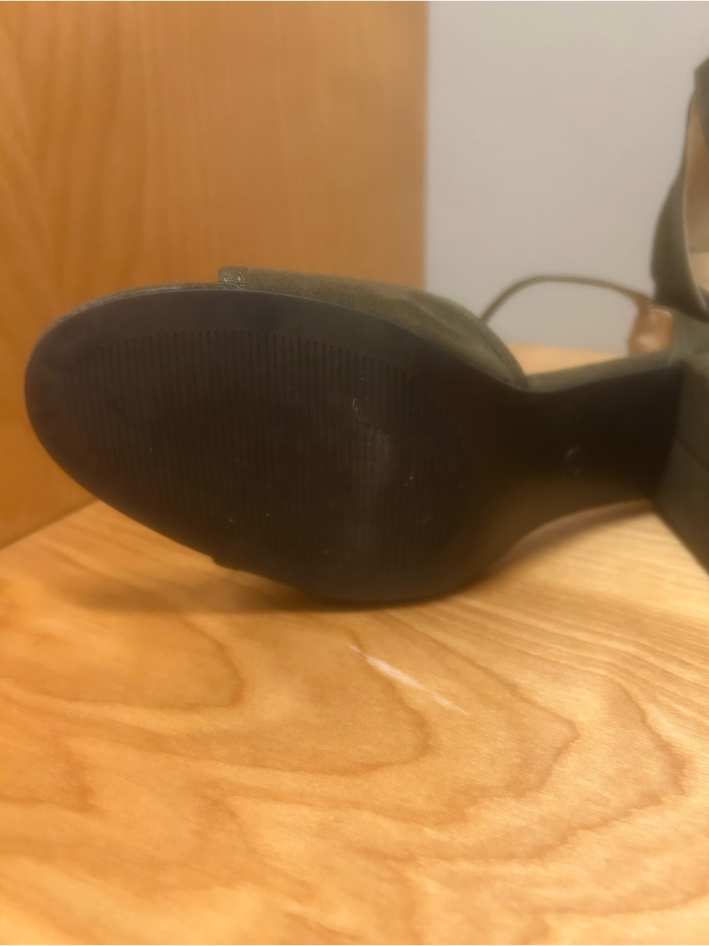 Ann Taylor Outlet Olive Green Ankle-Strap Block Heel Sandals - Picture 7 of 7